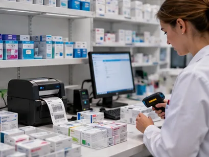 Labelprint dicht bij de controlehandeling