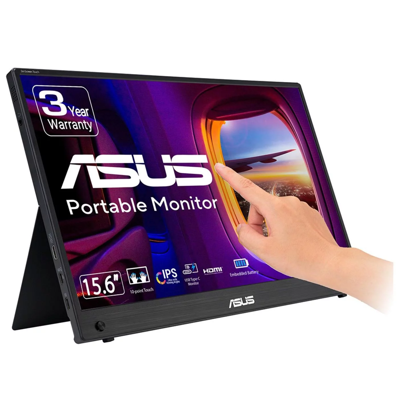 ASUS ZenScreen Touch MB16AMTR draagbare monitor – touchscreen en ingebouwde accu – 90LM04S0-B02170