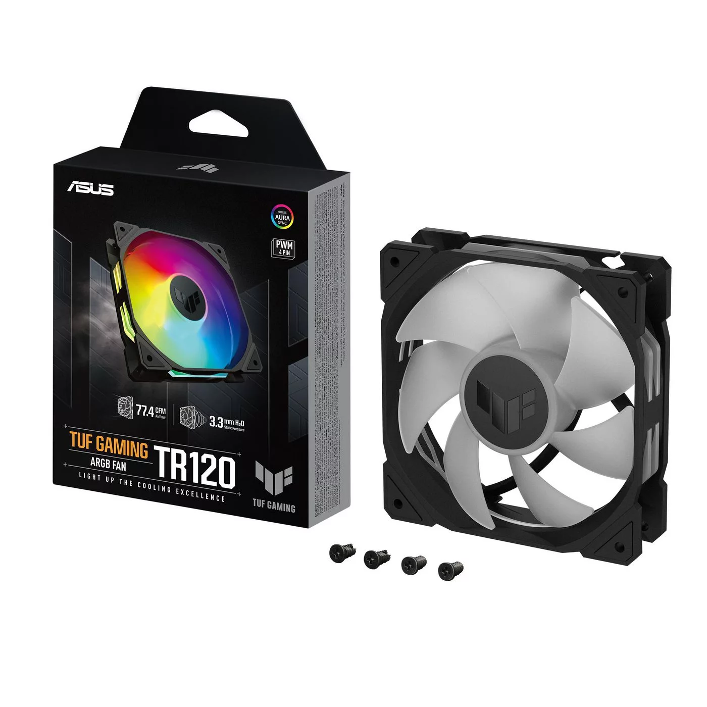 ASUS TUF Gaming TR120 ARGB kastventilator – 120 mm zwart met ARGB – 90DA0090-B09000