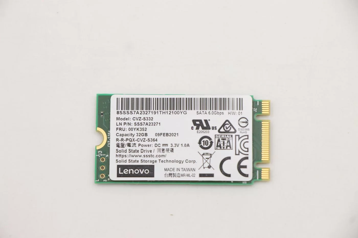 Lenovo ThinkSystem M.2 SSD – 32 GB SATA 6 Gb/s, non-hot-swap – 00YK352-RFB
