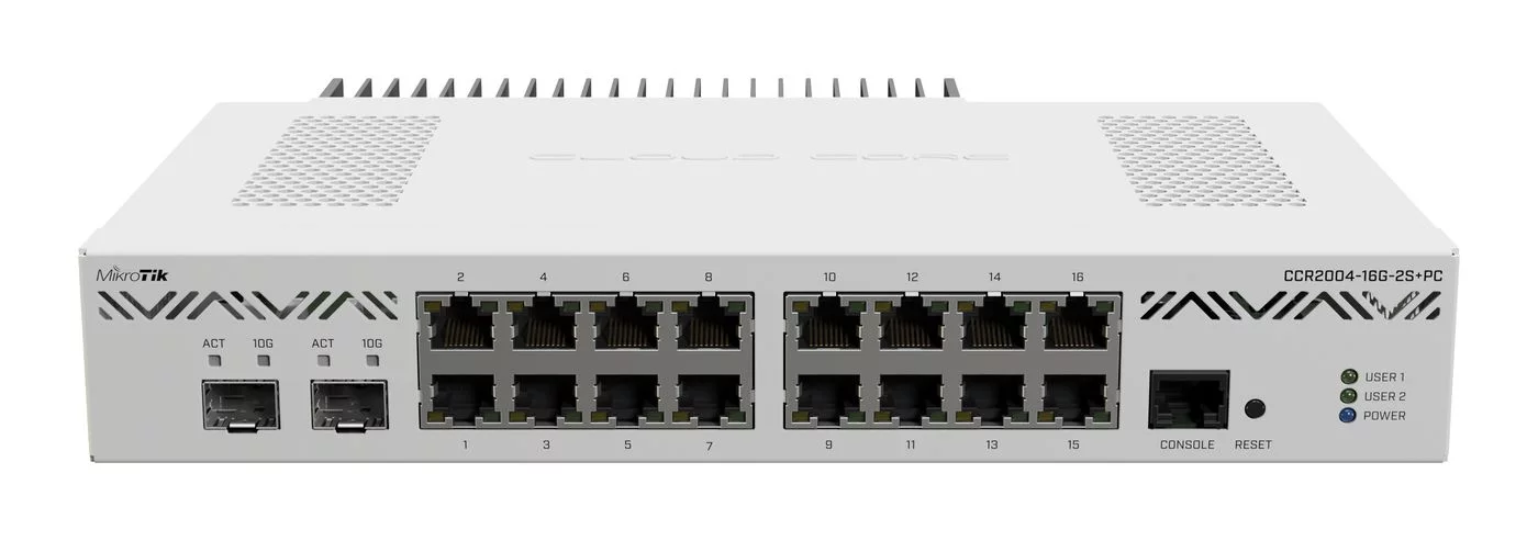 MikroTik CCR2004-16G-2S+PC Cloud Core Router – 16x Gigabit en 2x 10G SFP+ – CCR2004-16G-2S+PC