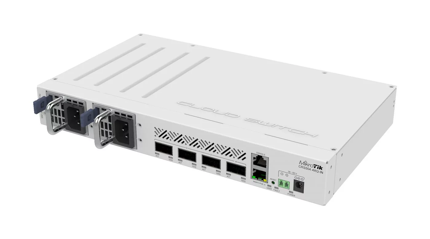 MikroTik CRS504-4XQ-IN netwerkswitch – 4x 100G QSFP28 – CRS504-4XQ-IN