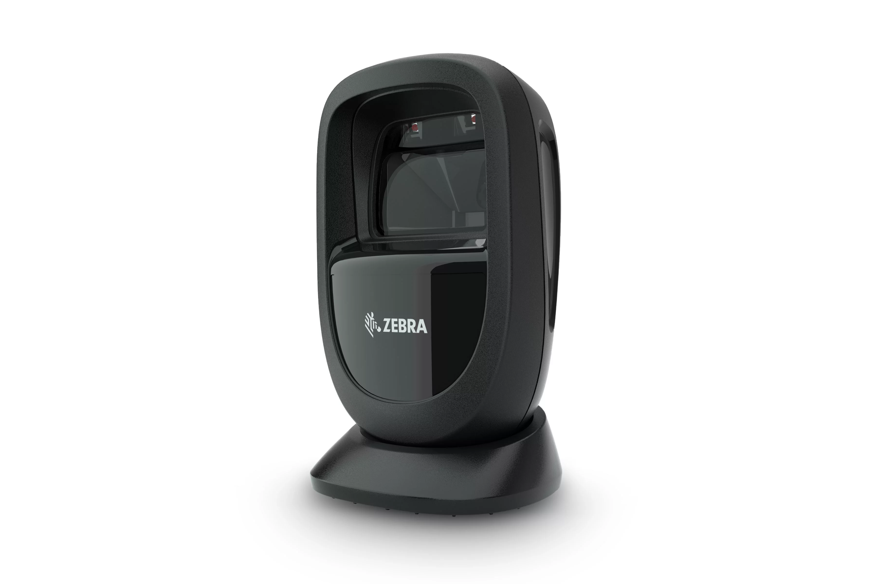 Zebra DS9308 bedrade 1D/2D presentatiescanner in zwarte uitvoering, vooraanzicht links