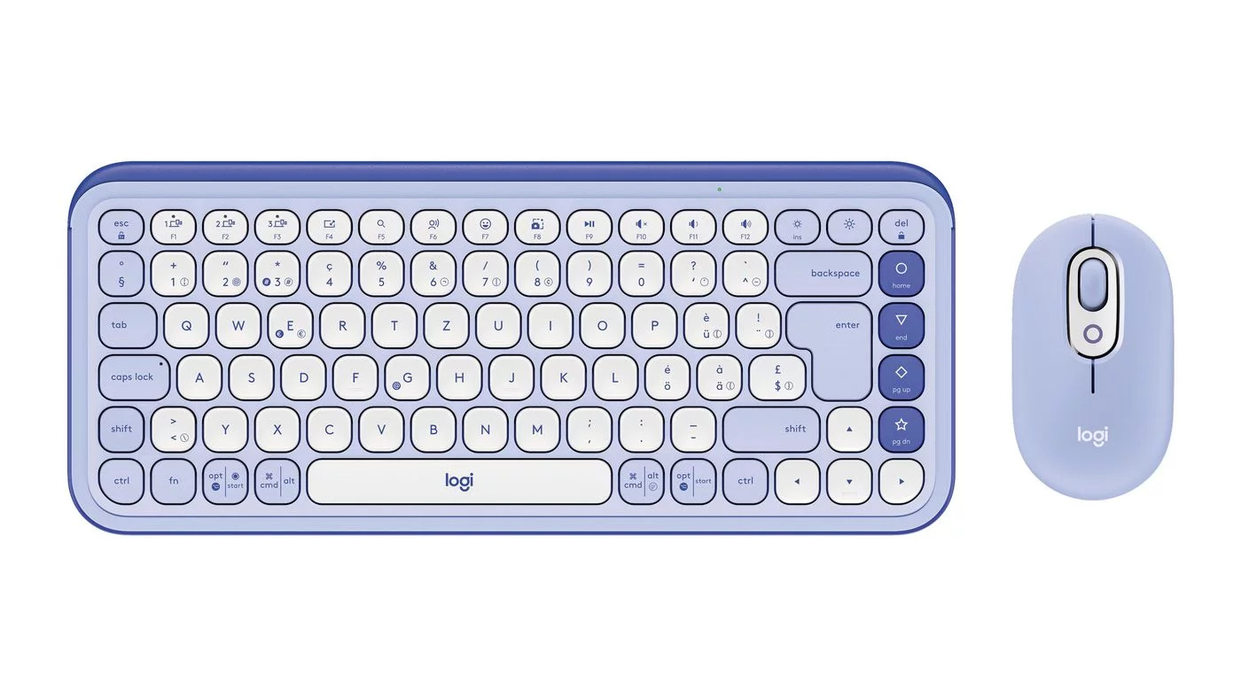 Logitech POP Icon Combo toetsenbord- en muisset – Lilac, Zwitsers QWERTZ – 920-013277