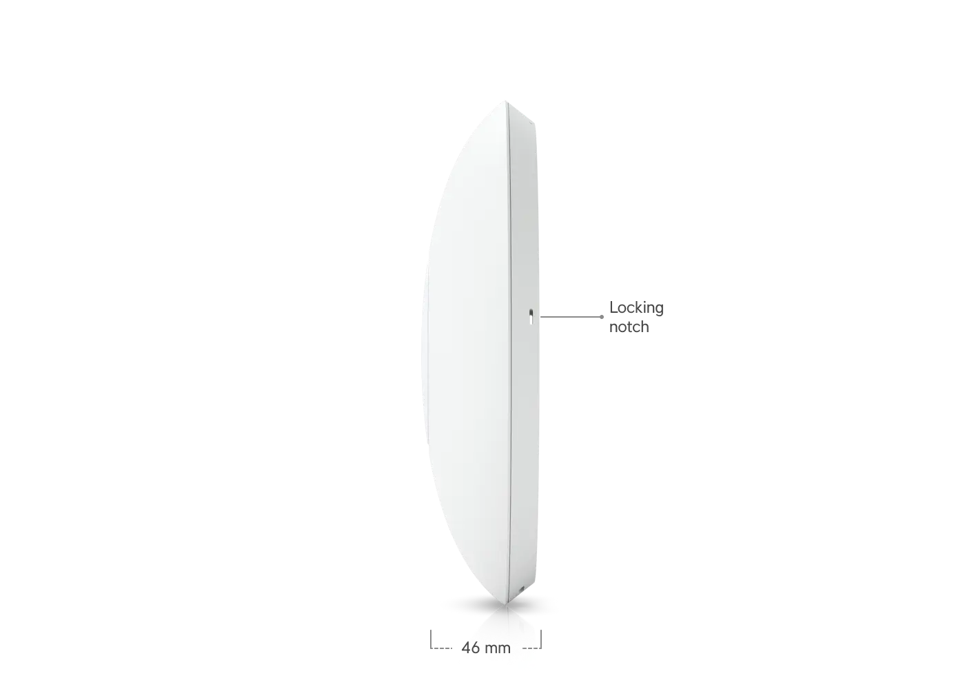 Dun zijprofiel van U7 Pro Max, aanduiding locking notch en afmetingen