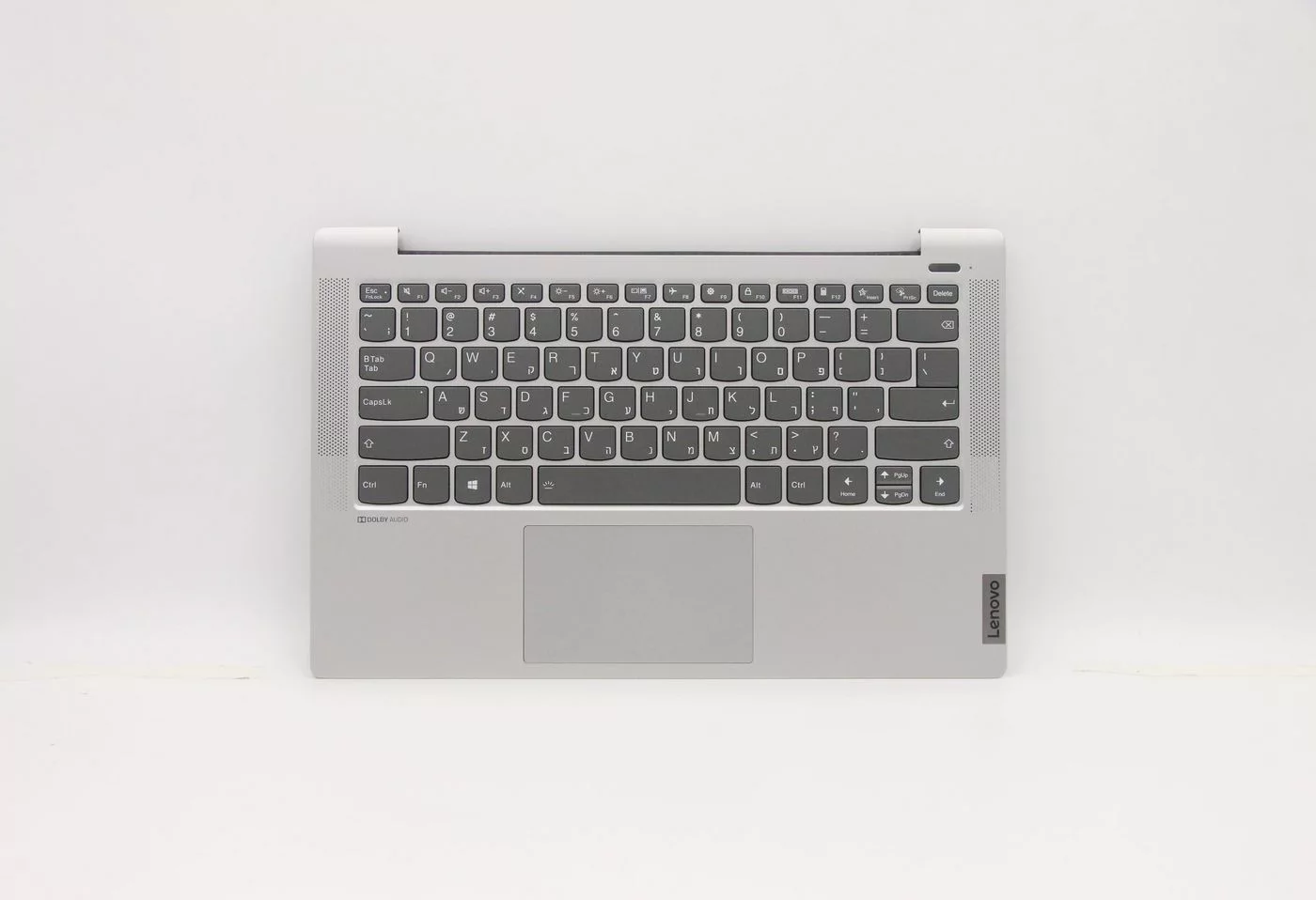 Lenovo IdeaPad 5-14IIL05 C-cover met Hebreeuws toetsenbord – zilver, verlicht, met vingerafdruklezer – 5CB0Y89278