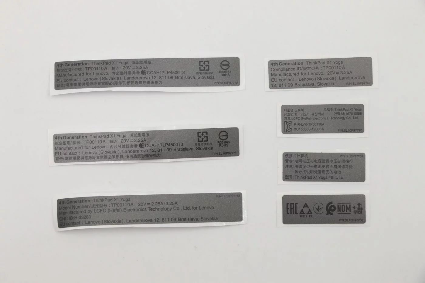 Lenovo ThinkPad X1 Yoga 4e generatie GEO-labelset – 5L10V27612