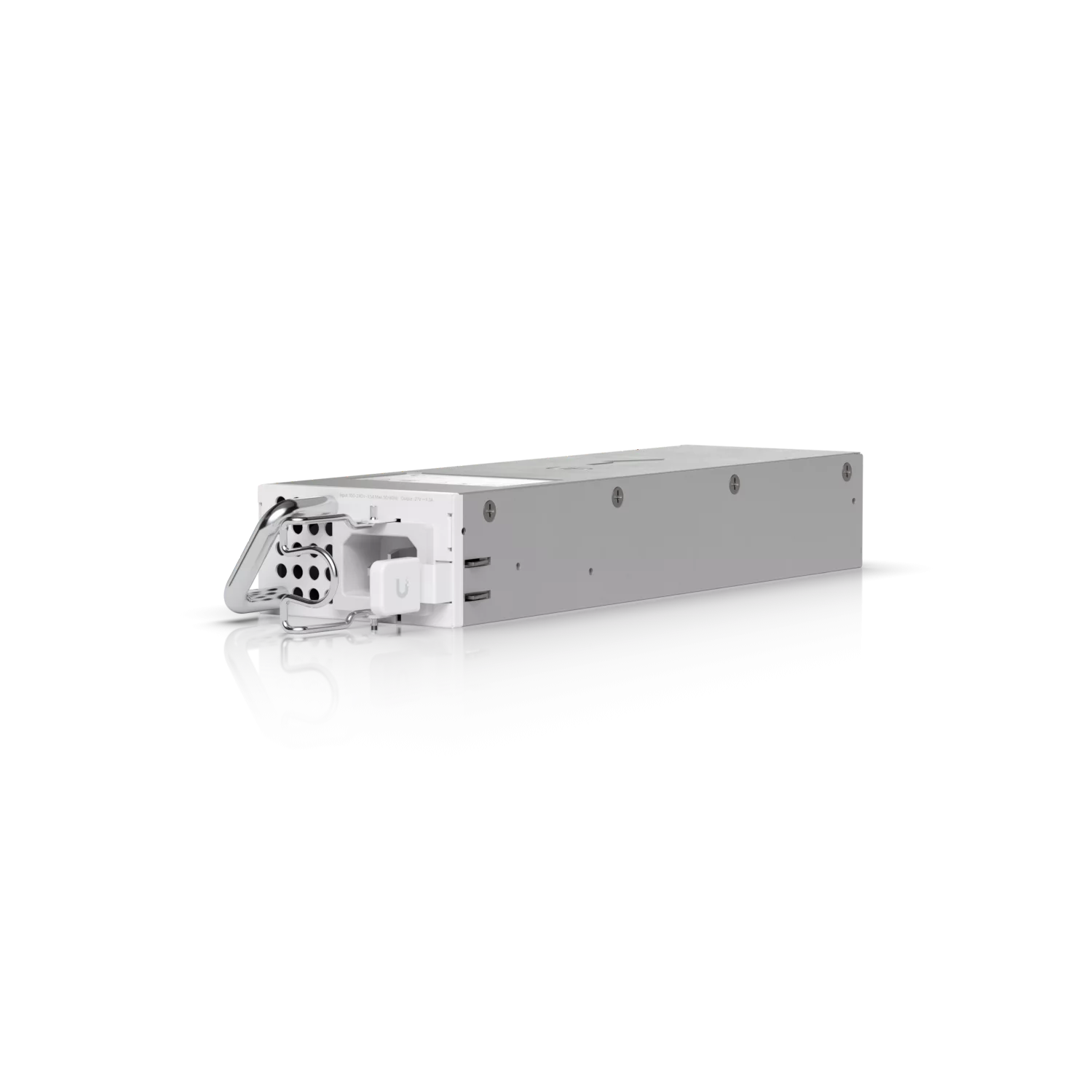 Ubiquiti UACC-PSU-27V-250W 250W AC/DC voedingsmodule, frontaanzicht met voedingsconnector en ventilatieopeningen