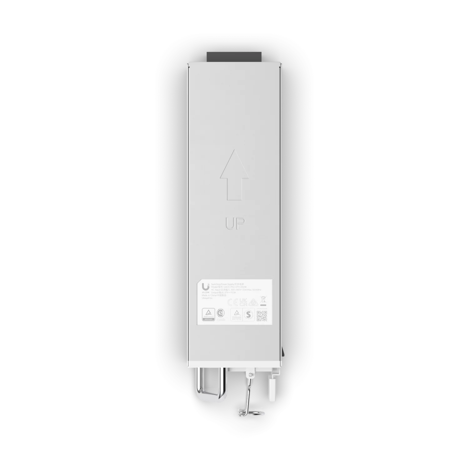 Ubiquiti UACC-PSU-27V-250W 250W AC/DC voedingsmodule, bovenaanzicht met 'UP' markering