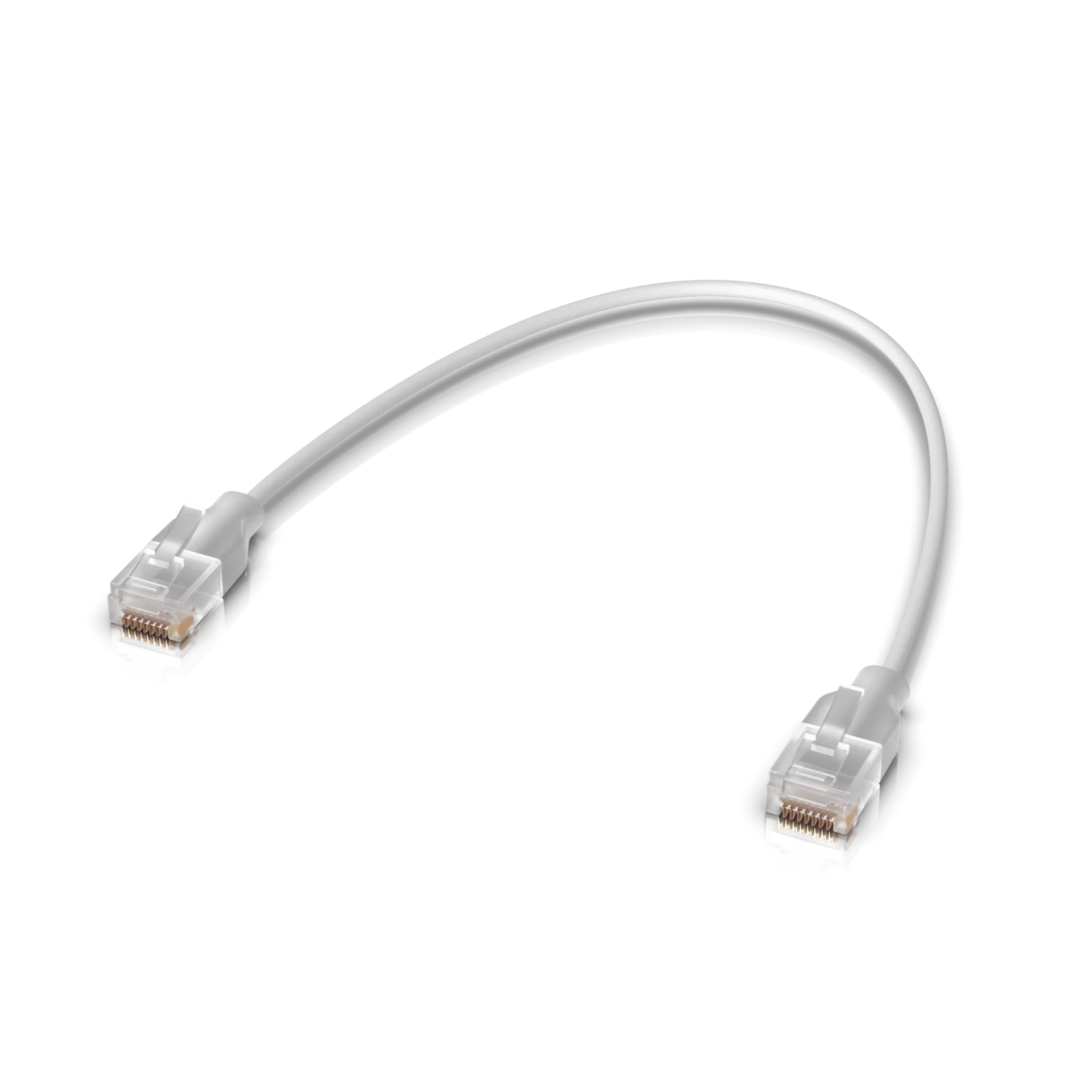 Witte Ubiquiti UniFi Etherlighting patchkabel met twee transparante RJ45-connectoren