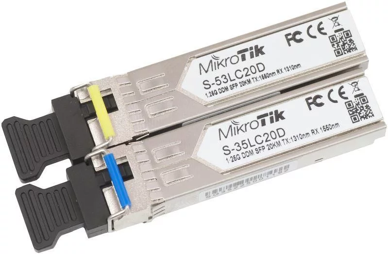 MikroTik S-35/53LC20D BiDi SFP-transceiverset – 1,25 Gbit/s, 20 km – S-3553LC20D