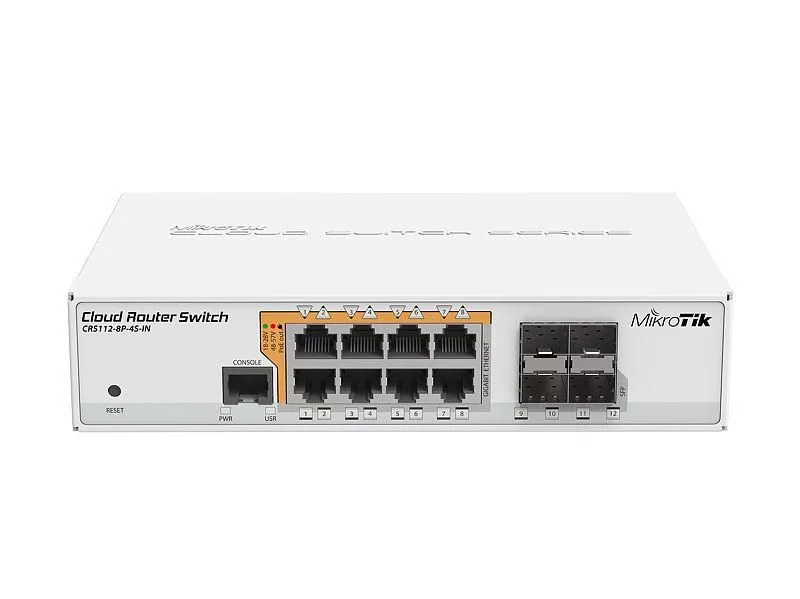 MikroTik CRS112-8P-4S-IN netwerkswitch – 8-poorts Gigabit PoE-out en 4 SFP-poorten – CRS112-8P-4S-IN