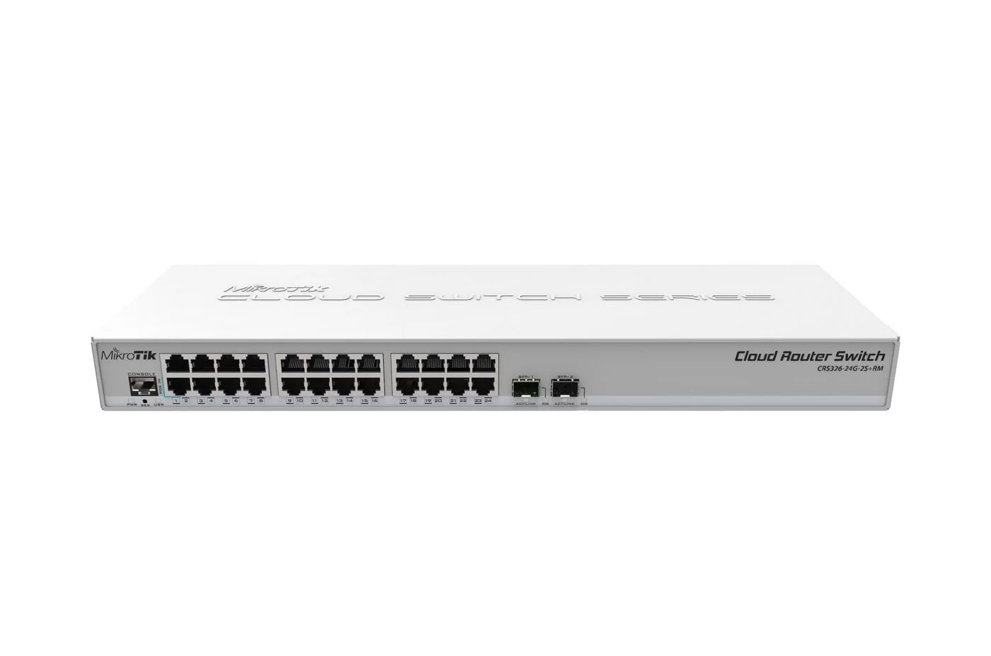MikroTik CRS326-24G-2S+RM netwerkswitch – 24× Gigabit en 2× SFP+ – CRS326-24G-2S+RM