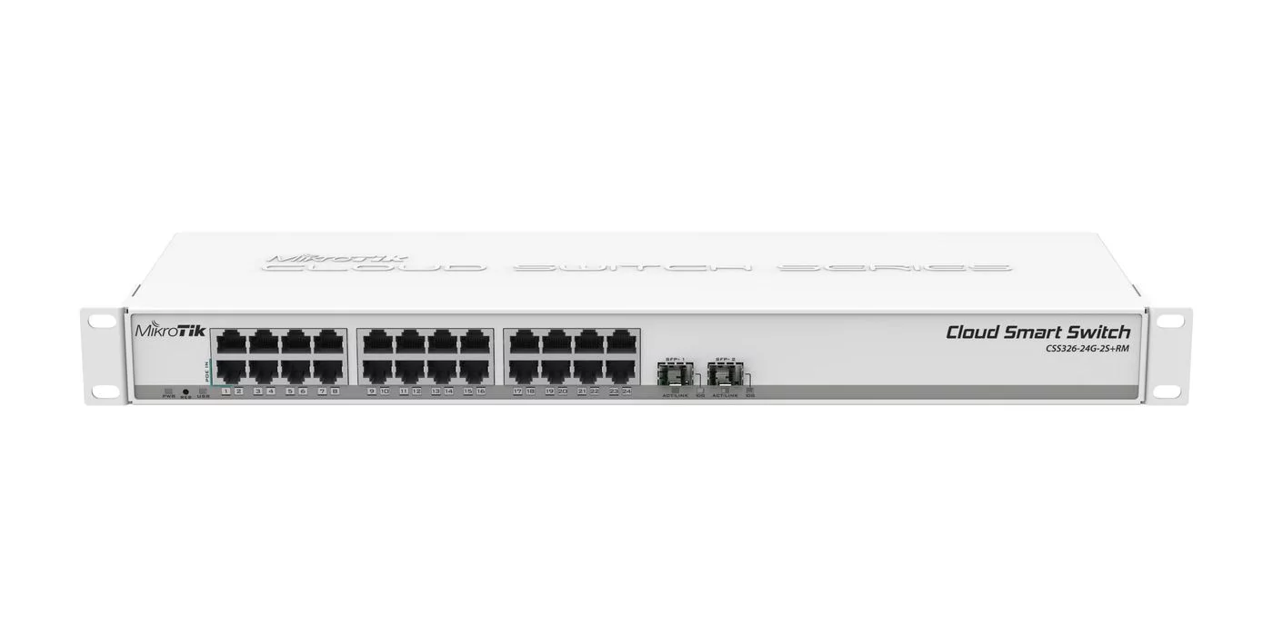 MikroTik CSS326-24G-2S+RM Managed switch – 24 Gigabitpoorten en 2 SFP+-poorten – CSS326-24G-2S+RM