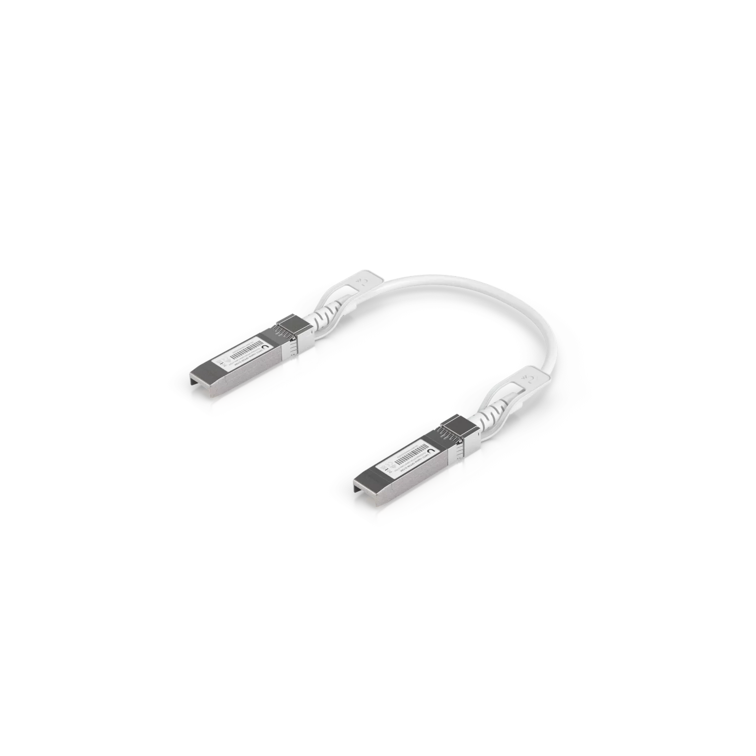 Witte Ubiquiti UACC-Uplink-SFP28-0.15M kabel met twee SFP28-connectoren
