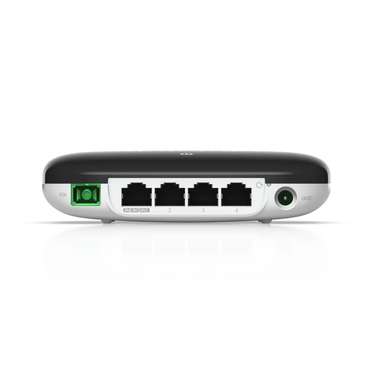 Detailopname van de aansluitingen van de Ubiquiti UF-WIFI UFiber WiFi GPON-router
