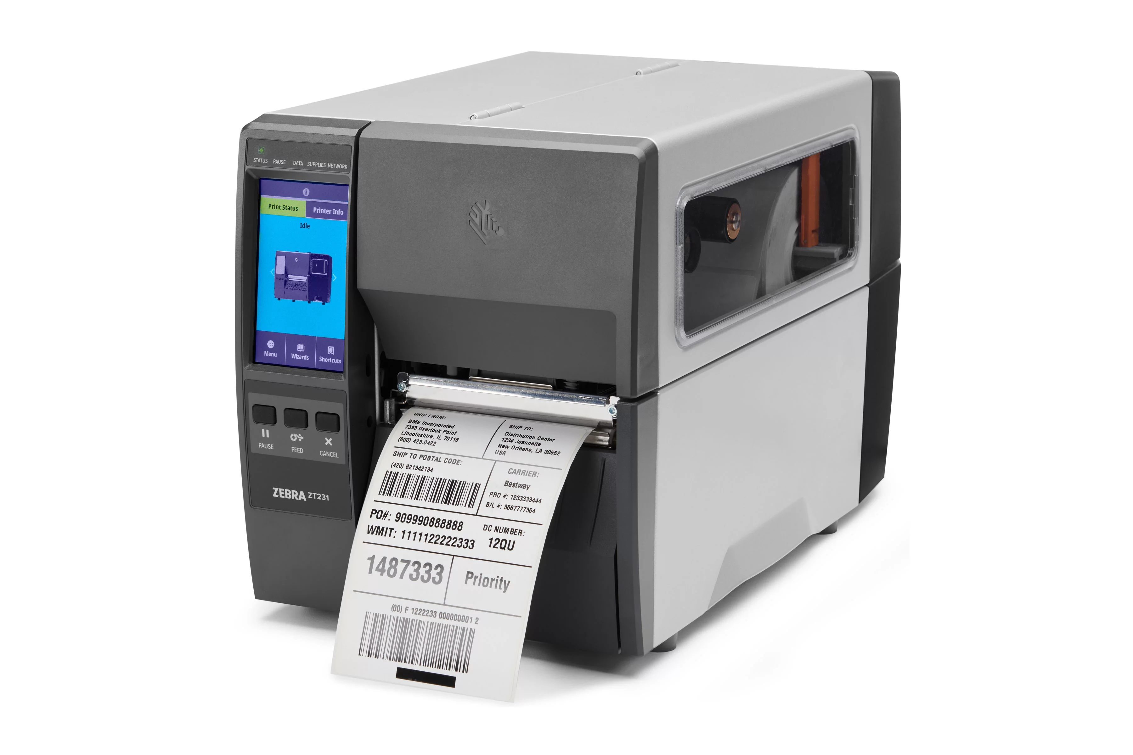 Zebra ZT231 industriële labelprinter met labelmedia