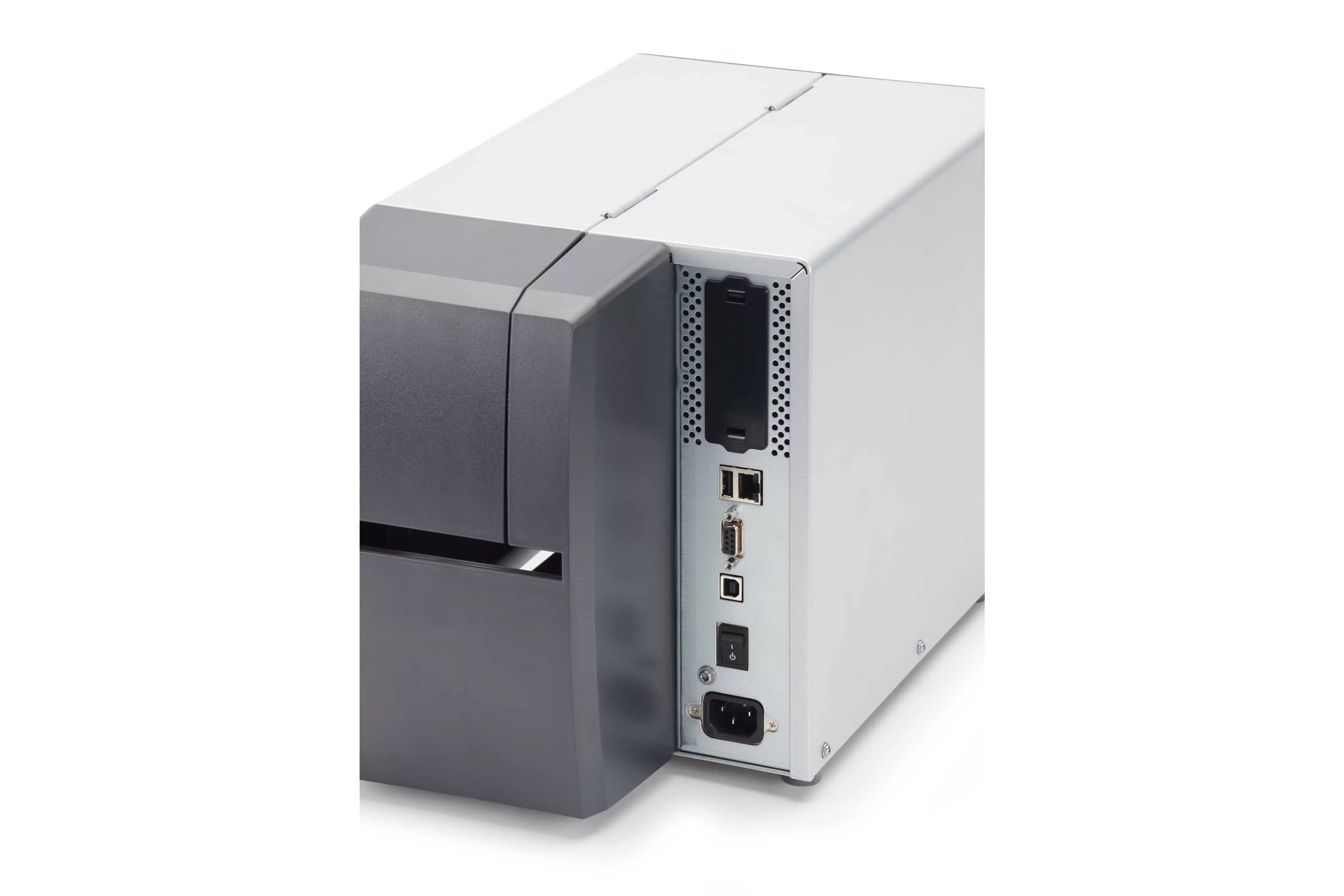 Achterzijde van de Zebra ZT231 industriële labelprinter