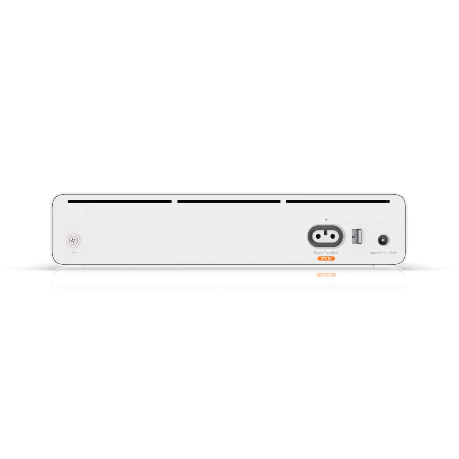 Rear view of the UISP Console showing power input and Power TransPort connector