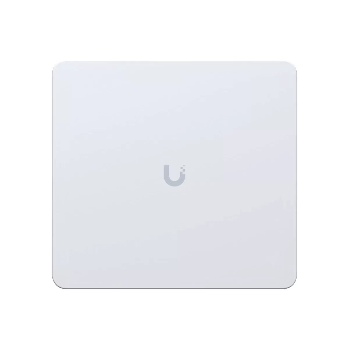 Voorzijde van de Ubiquiti UniFi Alarm Hub Kit (UP-ALARMHUB-KIT) gesloten in witte behuizing met U-logo.