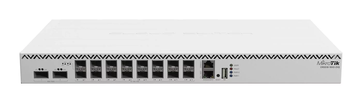 MikroTik Cloud Router Switch 100G – 16× 25G SFP28 – CRS518-16XS-2XQ-RM
