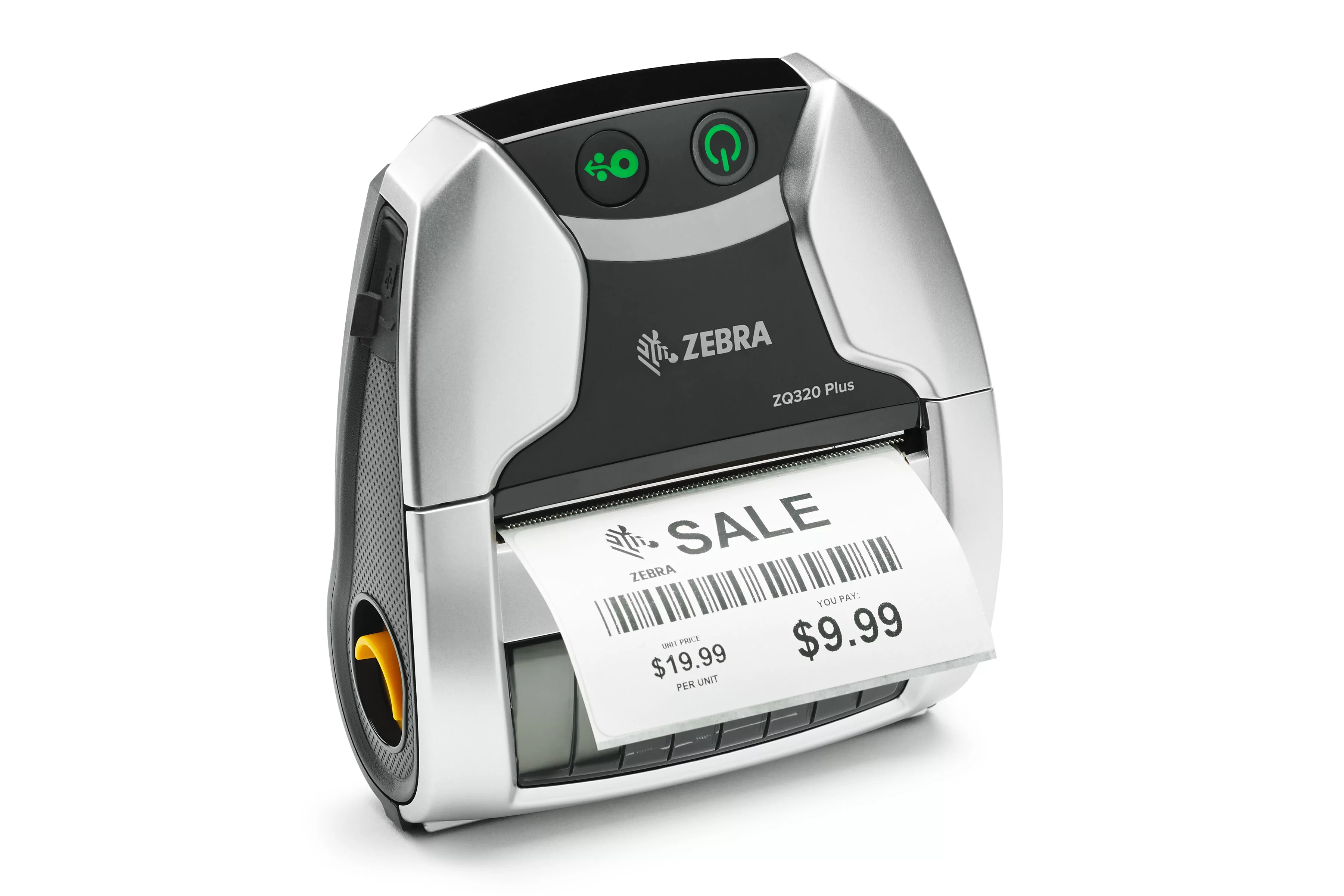 Zebra ZQ320 Plus mobiele printer voor binnengebruik, rechteraanzicht