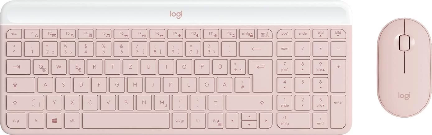 Logitech MK470 Slim Combo draadloze toetsenbord- en muisset – QWERTZ Duits, rosé – 920-011314